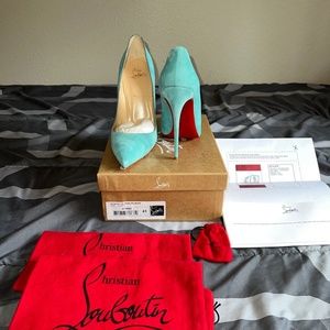 Christian Louboutin So Kate Veau Velours Suede (Blue) 120mm Size EU 41